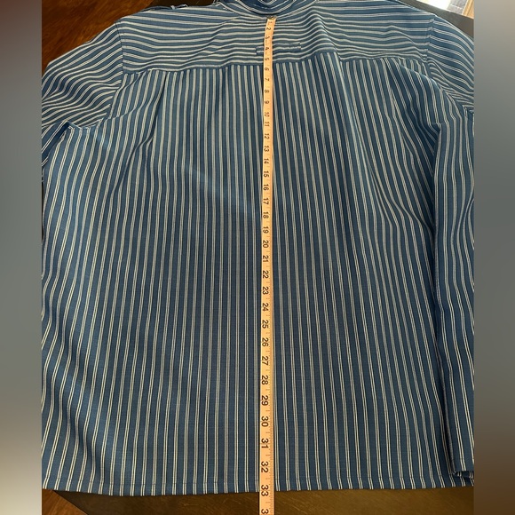 John Blair Blue/White Striped Men’s Shirt Short Sleeve Button Up Collar EUC! - Picture 9 of 10